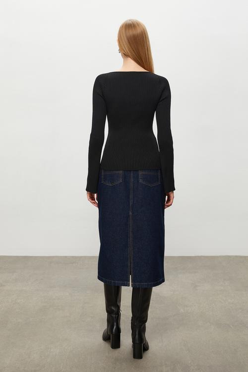  FİTİLLİ AÇIK YAKA TRİKO KAZAK