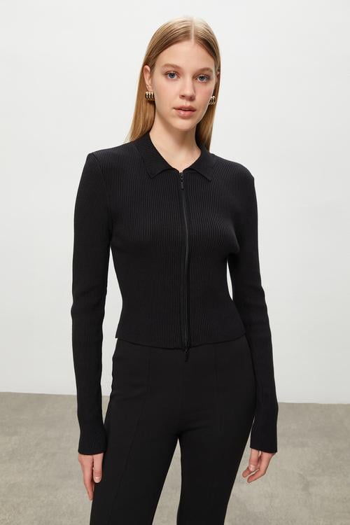  FİTİLLİ POLO YAKA TRİKO HIRKA