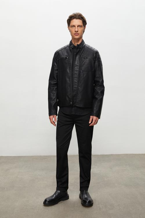  DERİ GÖRÜNÜMLÜ CASUAL CEKET