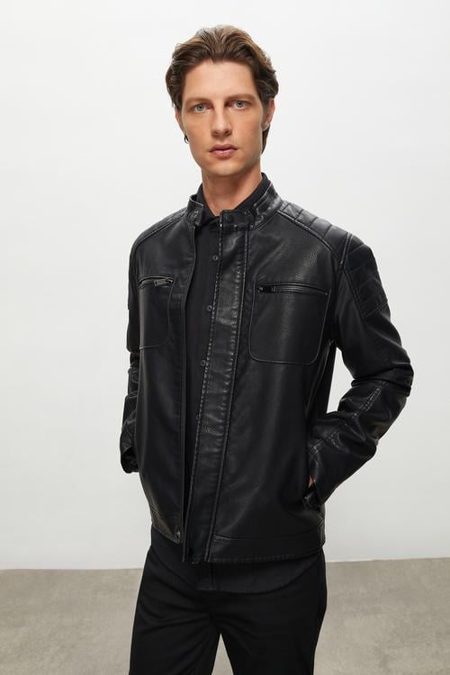  DERİ GÖRÜNÜMLÜ CASUAL CEKET