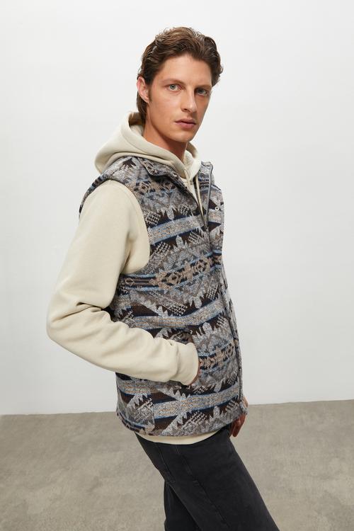  DİK YAKA JAKARLI ETNİK YELEK