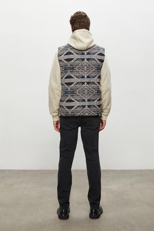  DİK YAKA JAKARLI ETNİK YELEK