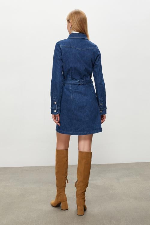  JEAN MİNİ GÖMLEK ELBİSE