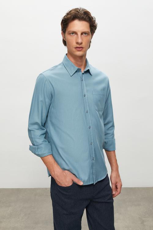  VİSKOZ KARIŞIMLI REGULAR FIT GÖMLEK