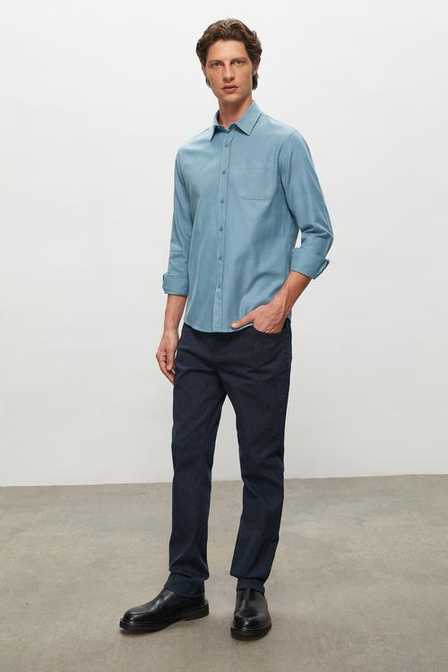  VİSKOZ KARIŞIMLI REGULAR FIT GÖMLEK