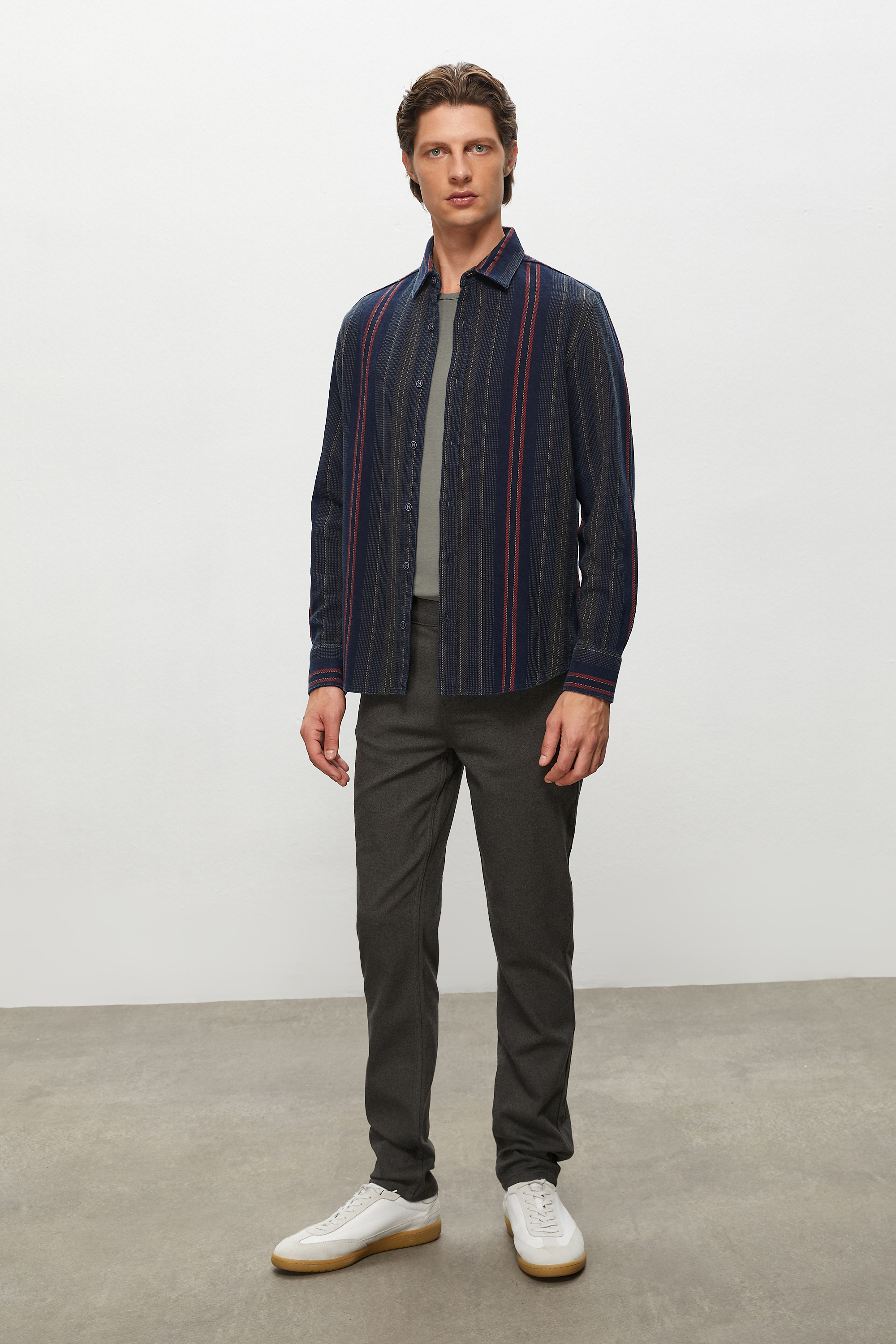 PAMUKLU ÇİZGİLİ REGULAR FIT GÖMLEK