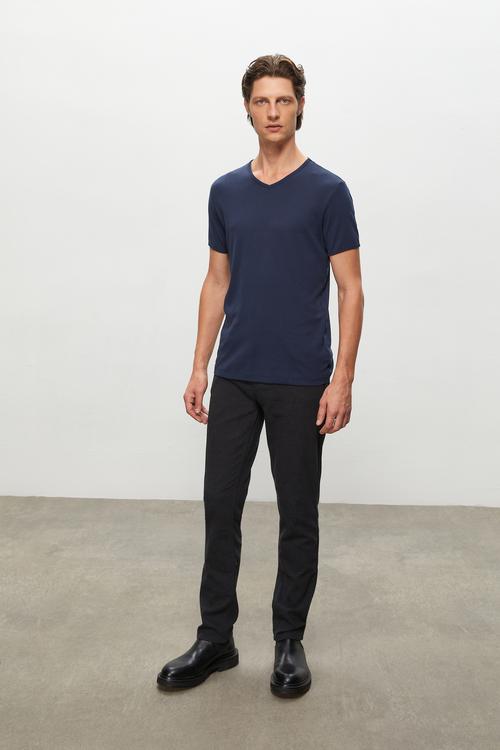  V YAKA KISA KOLLU T-SHIRT