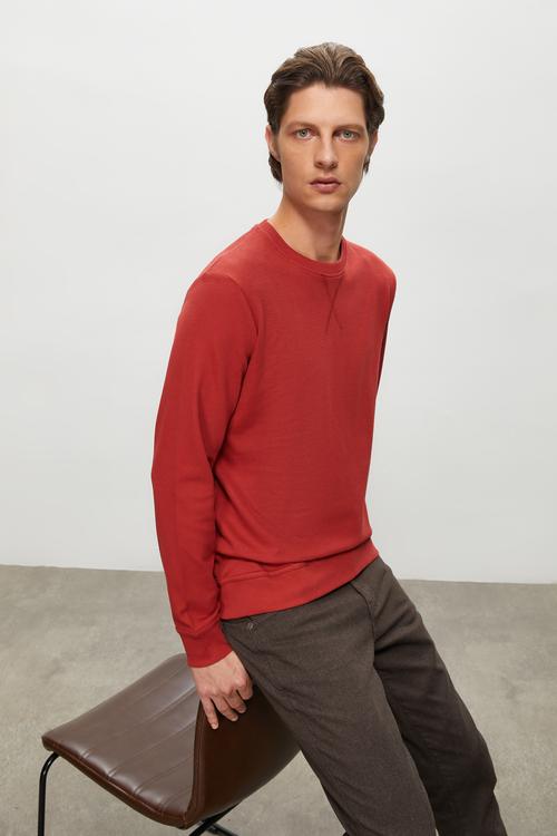  DOKULU BİSİKLET YAKA SWEATSHIRT