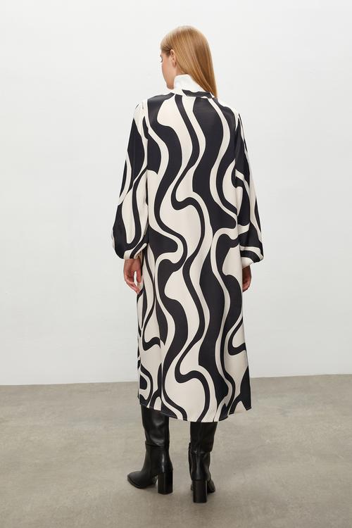  DESENLİ MİDİ GÖMLEK ELBİSE