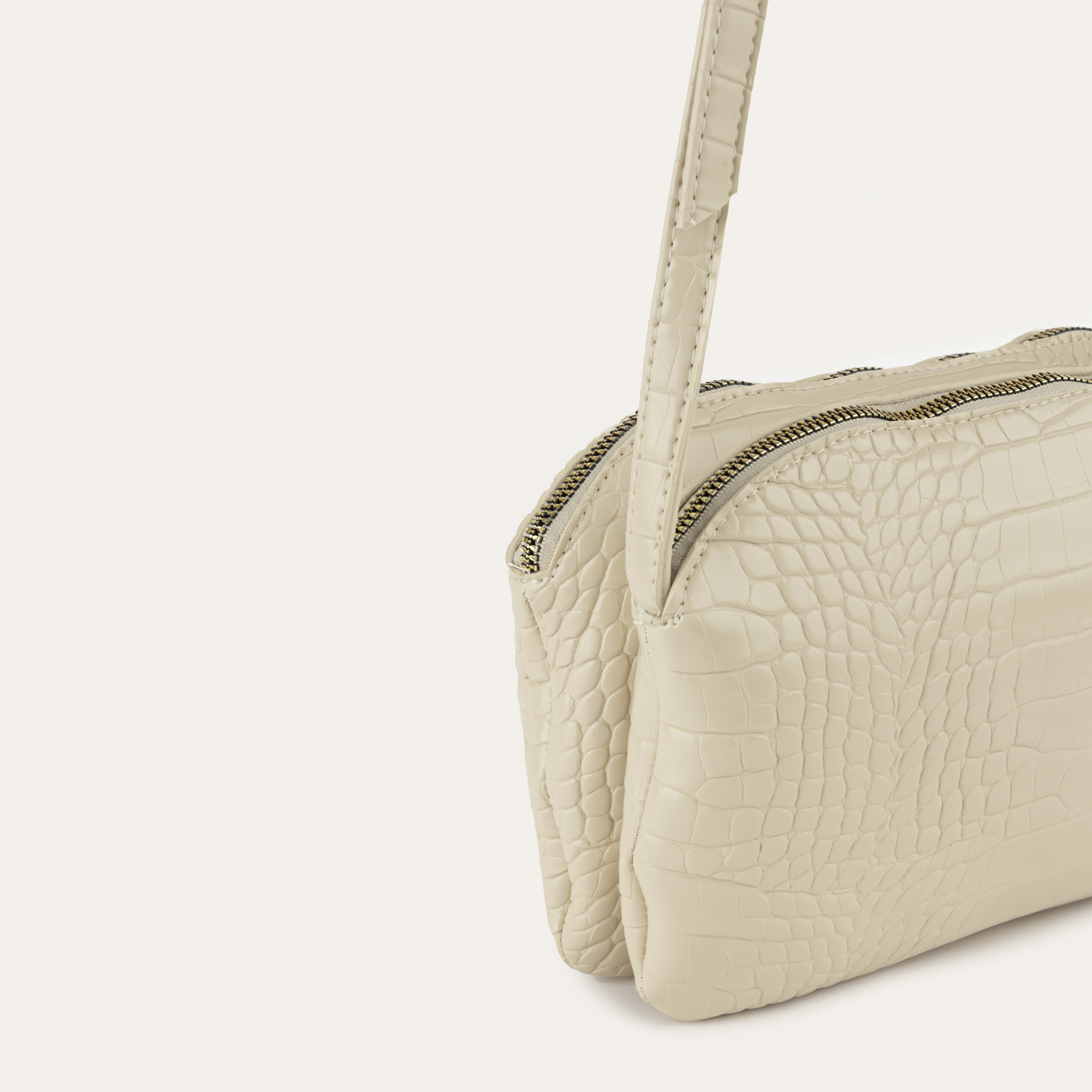 KROKODİL DESENLİ DERİ GÖRÜNÜMLÜ OMUZ ÇANTASI