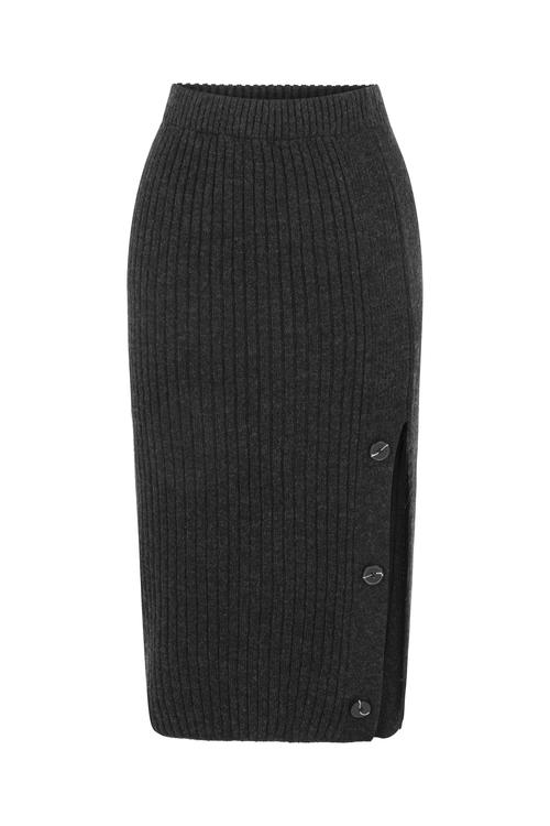  YIRTMAÇLI MİDİ TRİKO ETEK