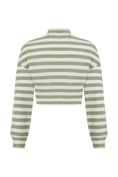  ÇİZGİLİ DİK YAKA SWEATSHIRT