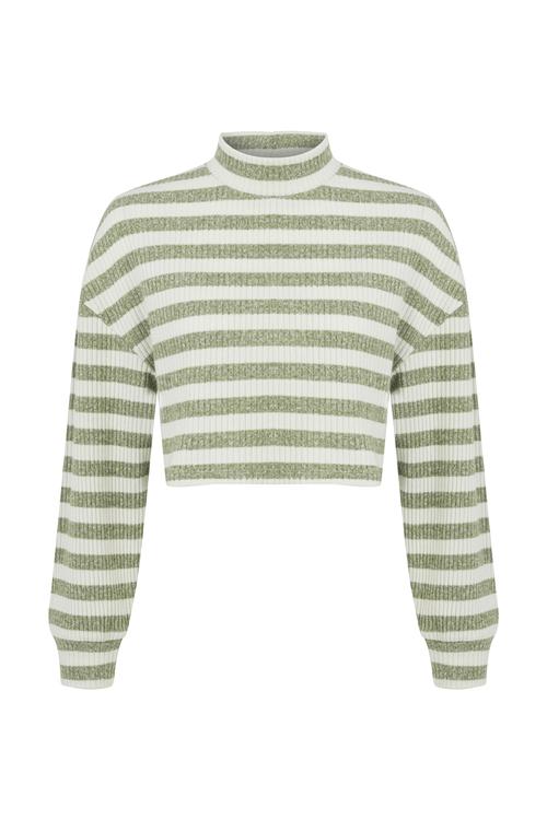  ÇİZGİLİ DİK YAKA SWEATSHIRT