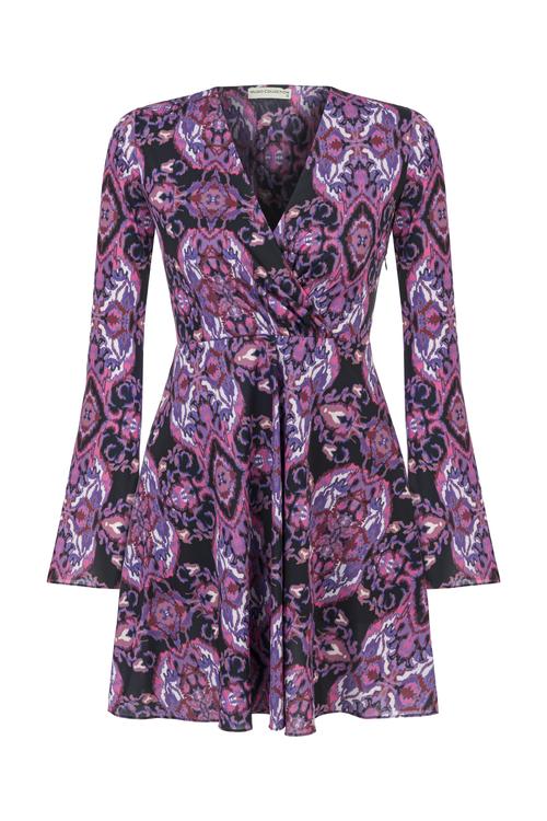  ETNİK DESENLİ MİNİ KRUVAZE ELBİSE