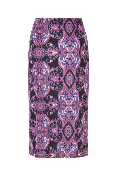  ETNİK DESENLİ YIRTMAÇLI MİDİ ETEK