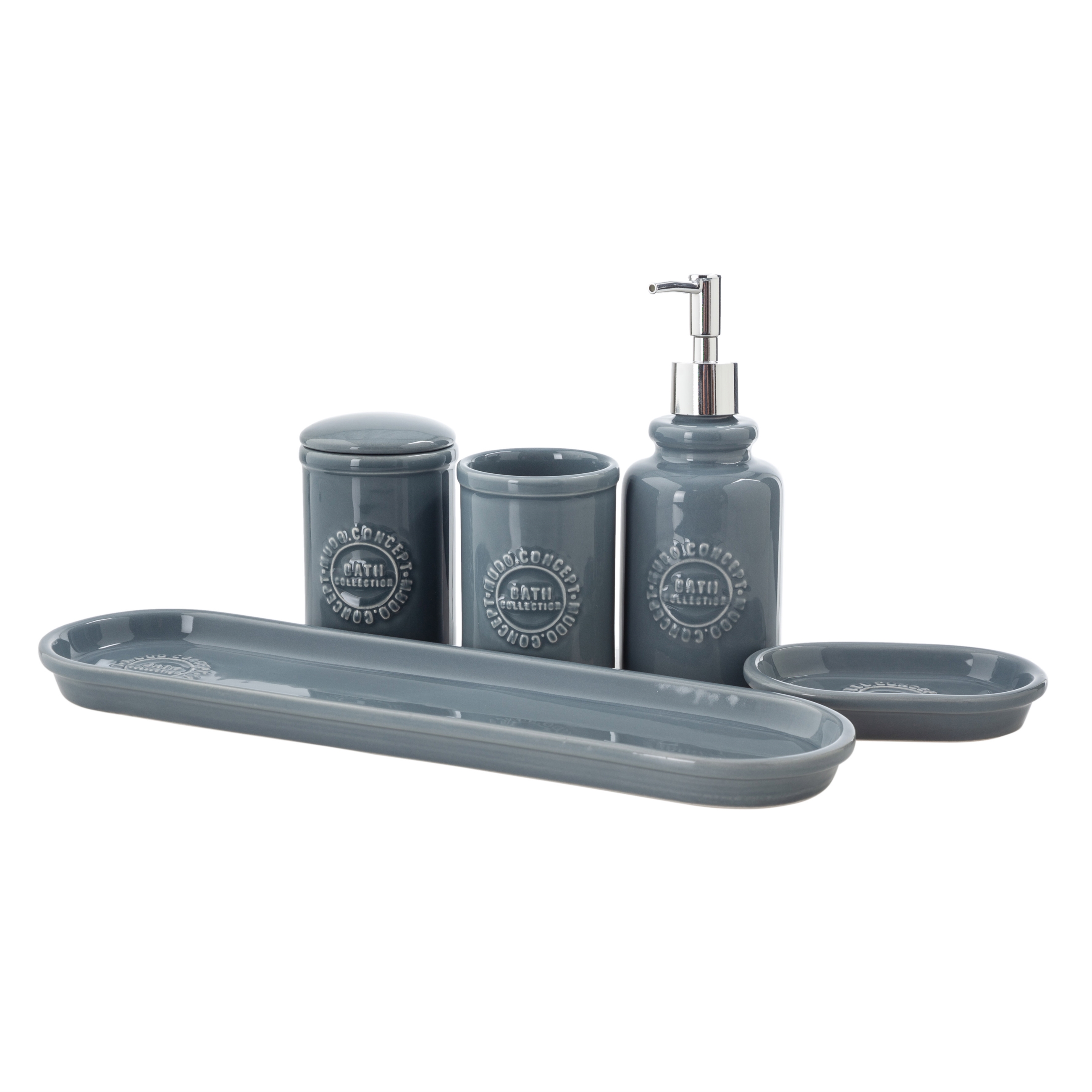 BARNES 5'Lİ KUTULU BANYO SETİ PARLAK GRİ