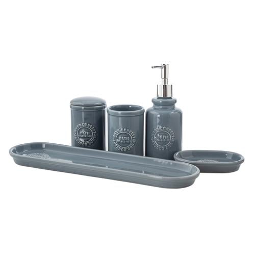  BARNES 5'Lİ KUTULU BANYO SETİ PARLAK GRİ