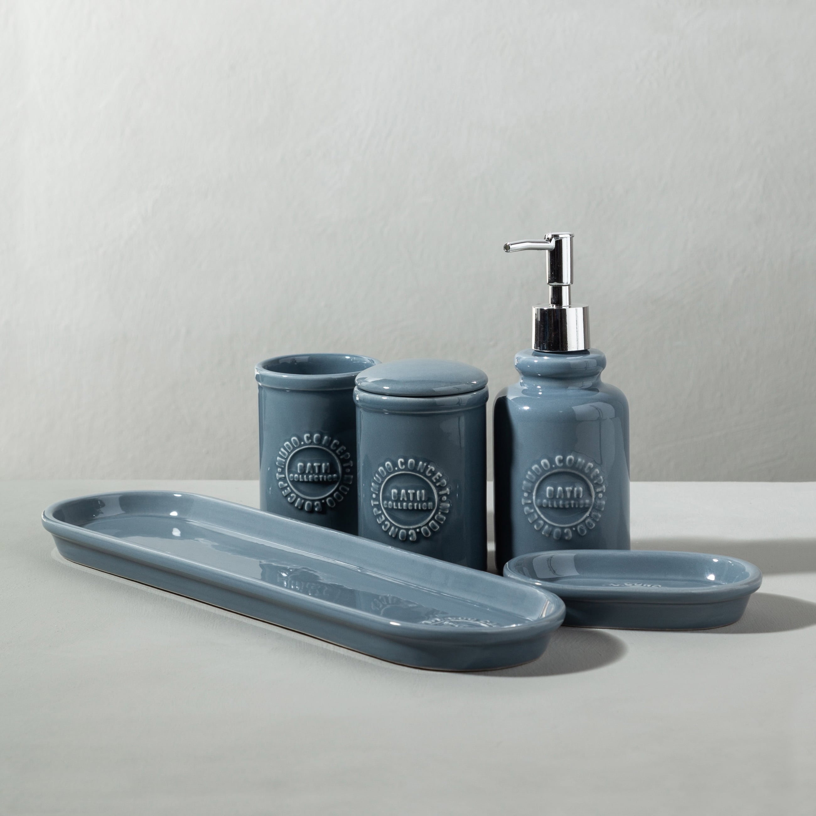 BARNES 5'Lİ KUTULU BANYO SETİ PARLAK GRİ