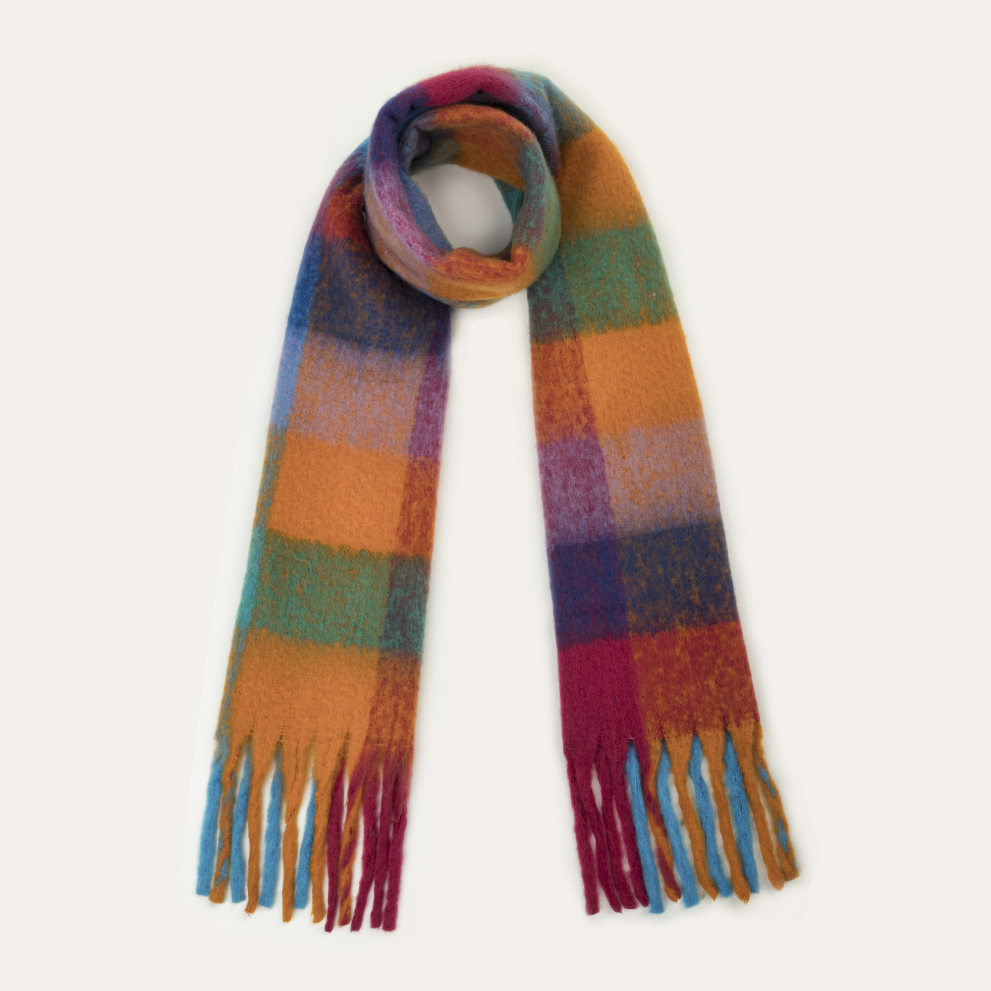 ÇOK RENKLİ PÜSKÜL DETAYLI ATKI