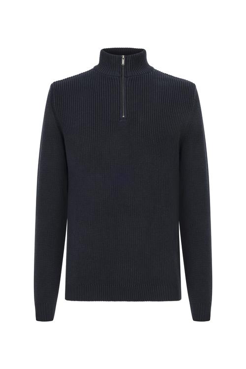  YARIM FERMUARLI DİK YAKA TRİKO KAZAK