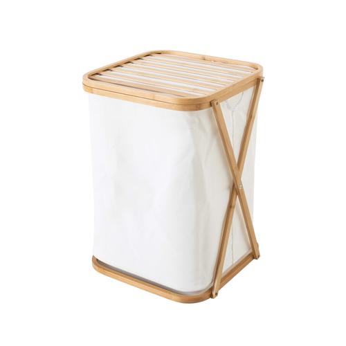  CAVALLA KAPAKLI BAMBU BEYAZ ÇAMAŞIR SEPETİ 40X40X57,8