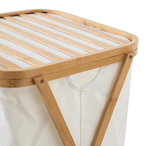  CAVALLA KAPAKLI BAMBU BEYAZ ÇAMAŞIR SEPETİ 40X40X57,8