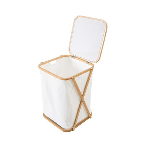  CAVALLA KAPAKLI BAMBU BEYAZ ÇAMAŞIR SEPETİ 40X40X57,8