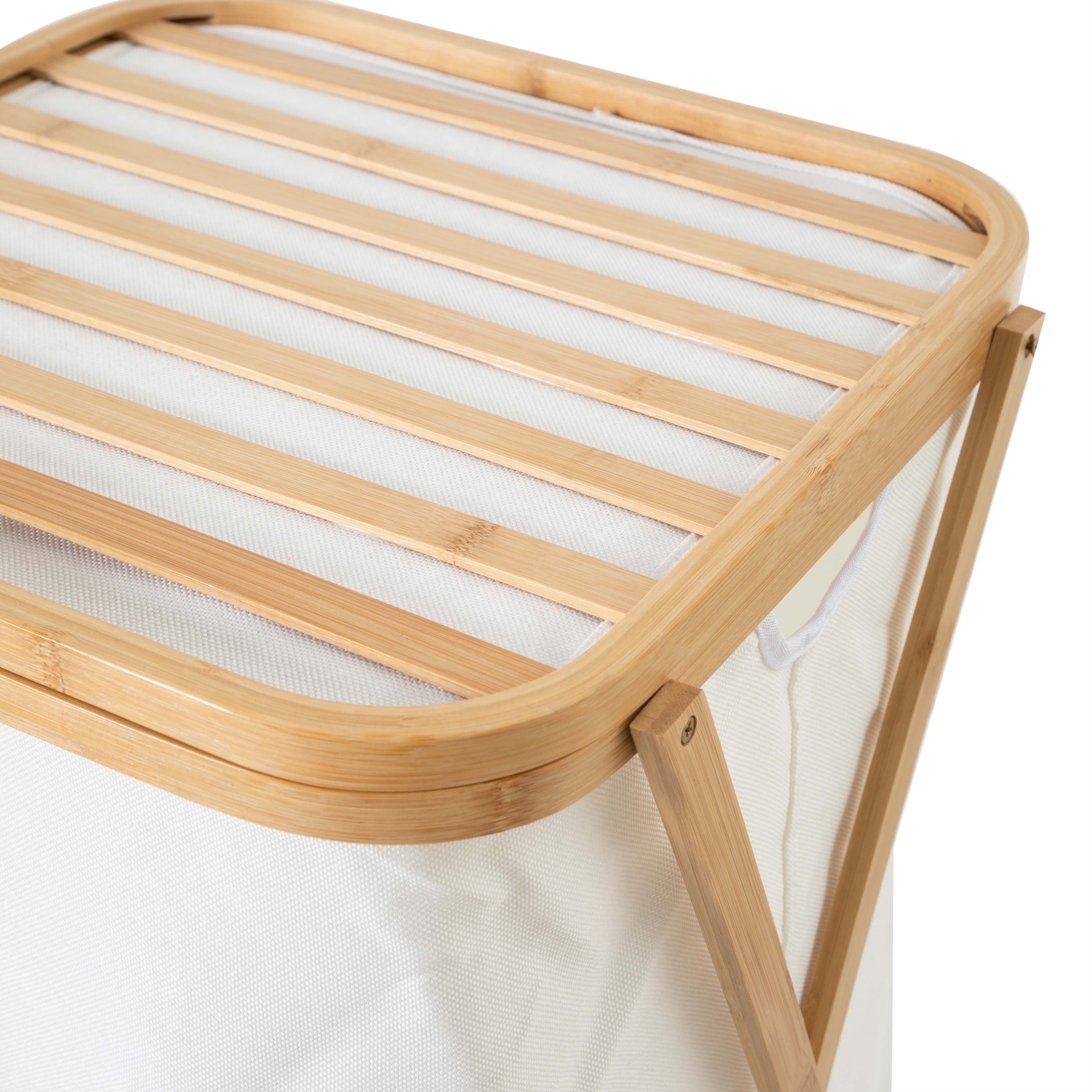 CAVALLA KAPAKLI BAMBU BEYAZ ÇAMAŞIR SEPETİ 40X40X57,8