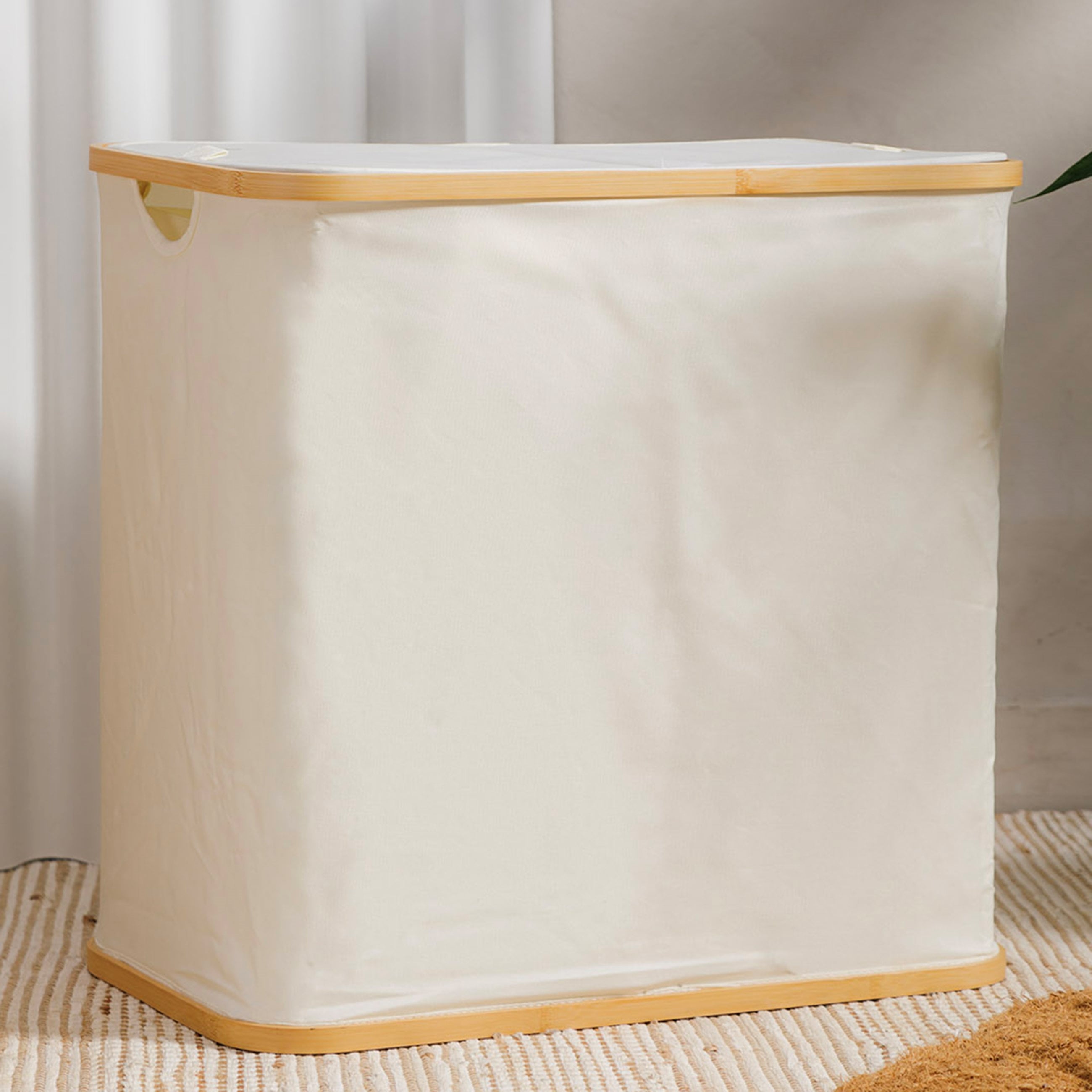 MEKONG BAMBU 2'Lİ ÇAMAŞIR SEPETİ BEYAZ 33x54X53