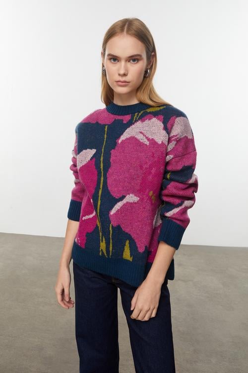  ÇİÇEKLİ TRİKO KAZAK