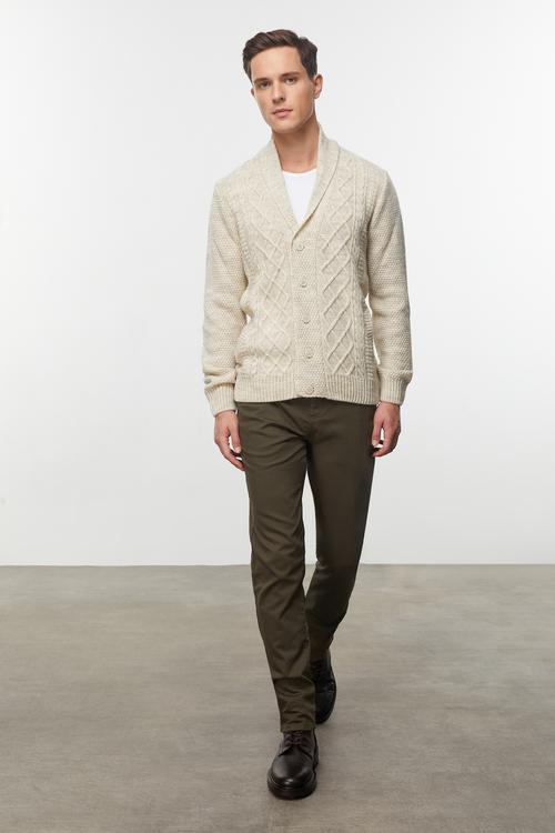  YÜN KARIŞIMLI ŞAL YAKA TRİKO HIRKA