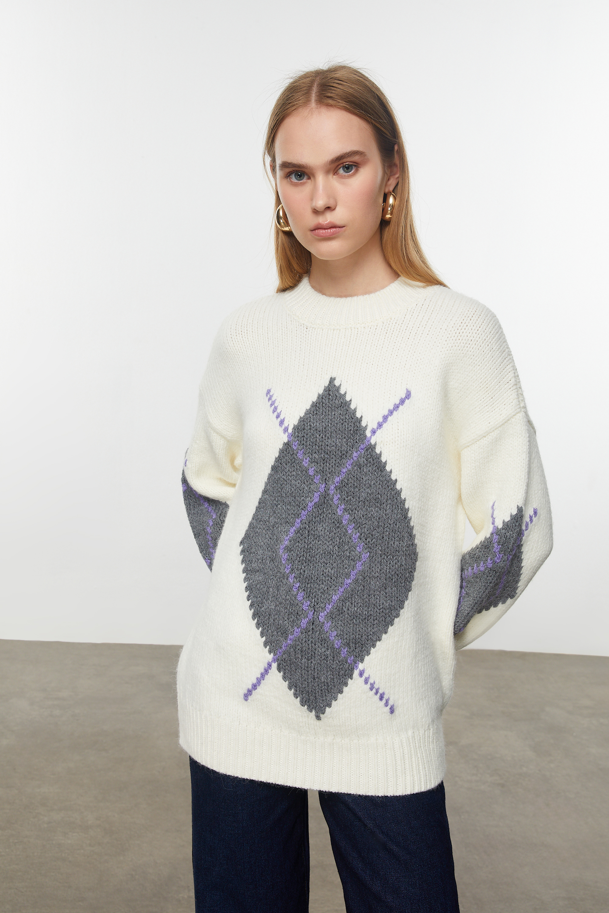 BAKLAVA JAKARLI TRİKO KAZAK