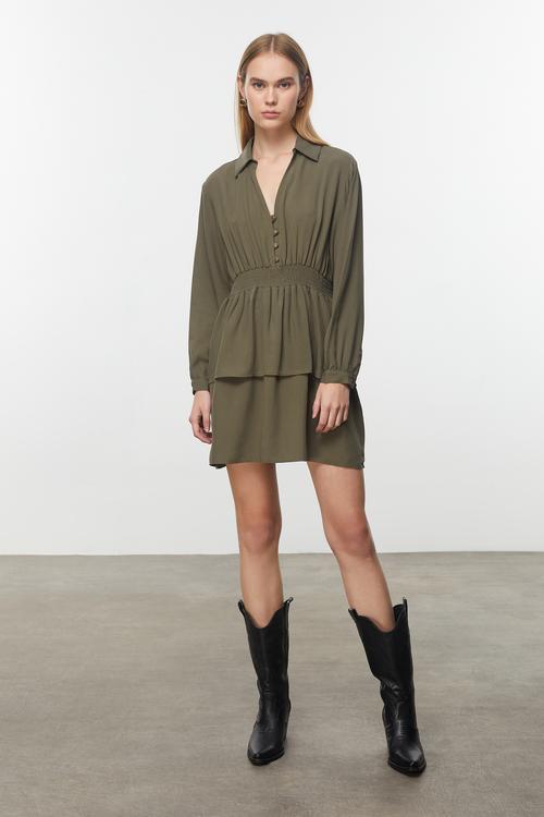  LİYOSEL KARIŞIMLI MİNİ KLOŞ ELBİSE