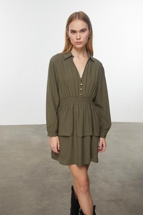  LİYOSEL KARIŞIMLI MİNİ KLOŞ ELBİSE