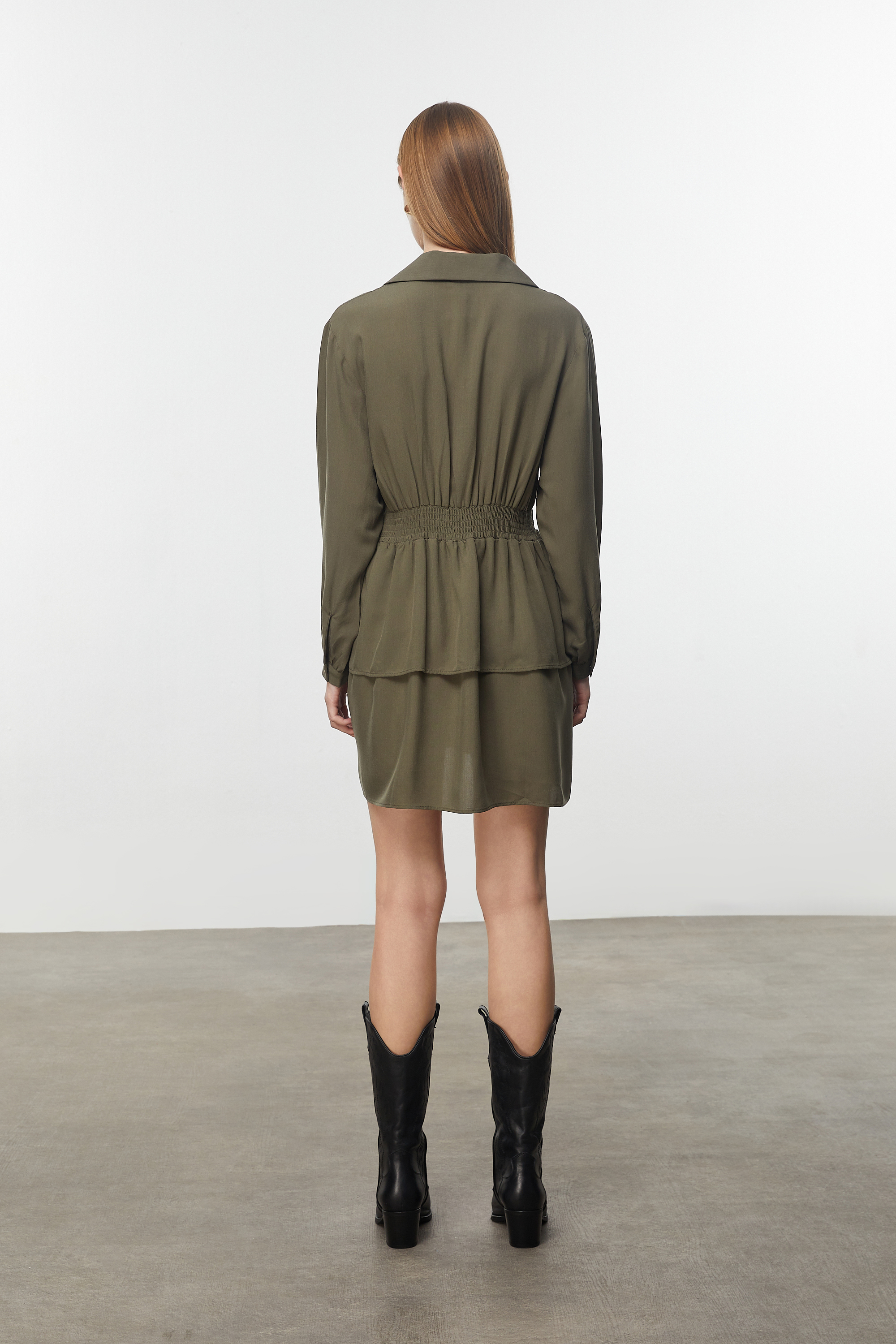 LİYOSEL KARIŞIMLI MİNİ KLOŞ ELBİSE