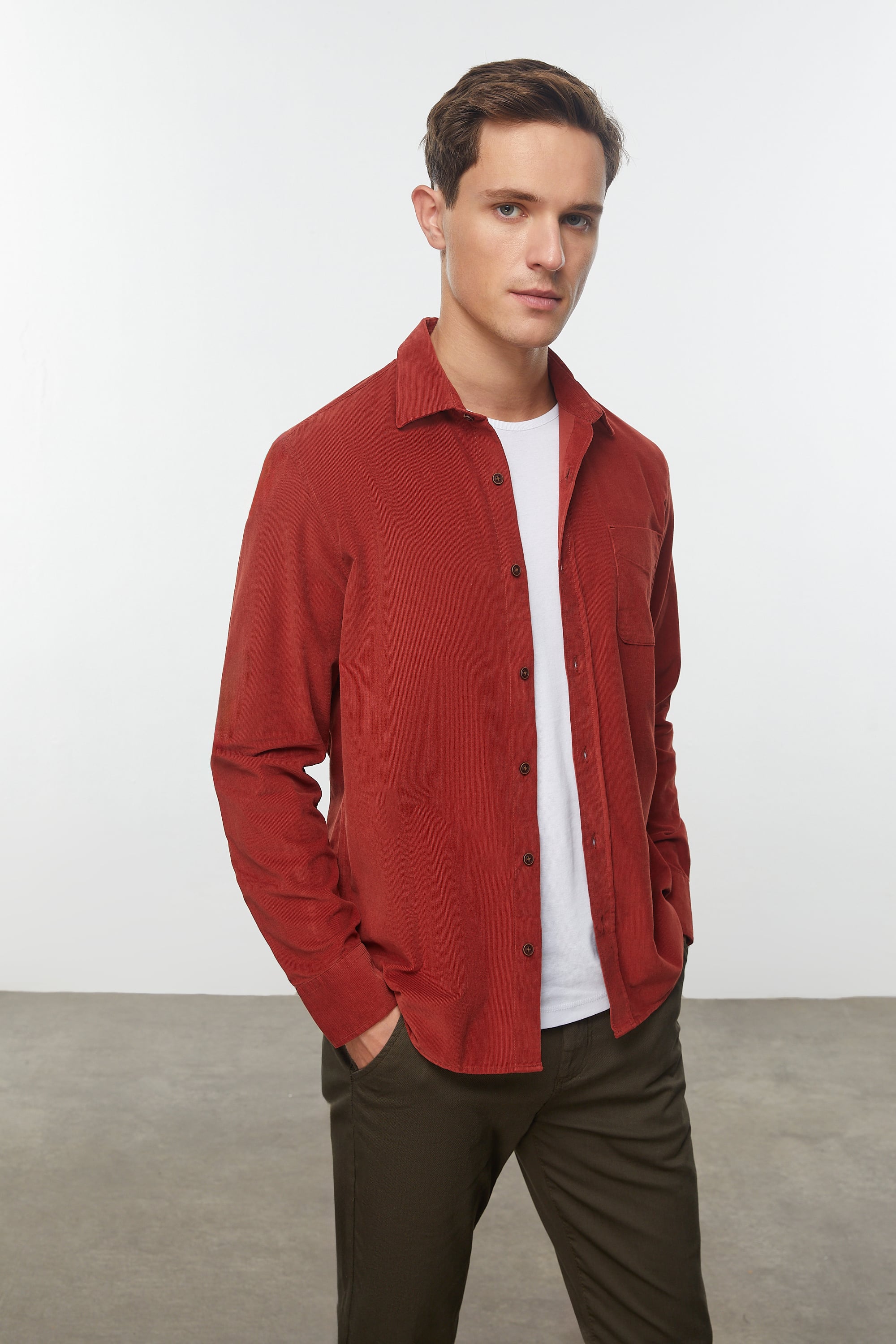 REGULAR FIT KADİFE GÖMLEK