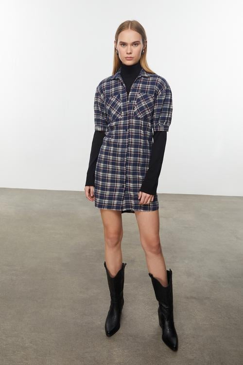  EKOSELİ MİNİ GÖMLEK ELBİSE