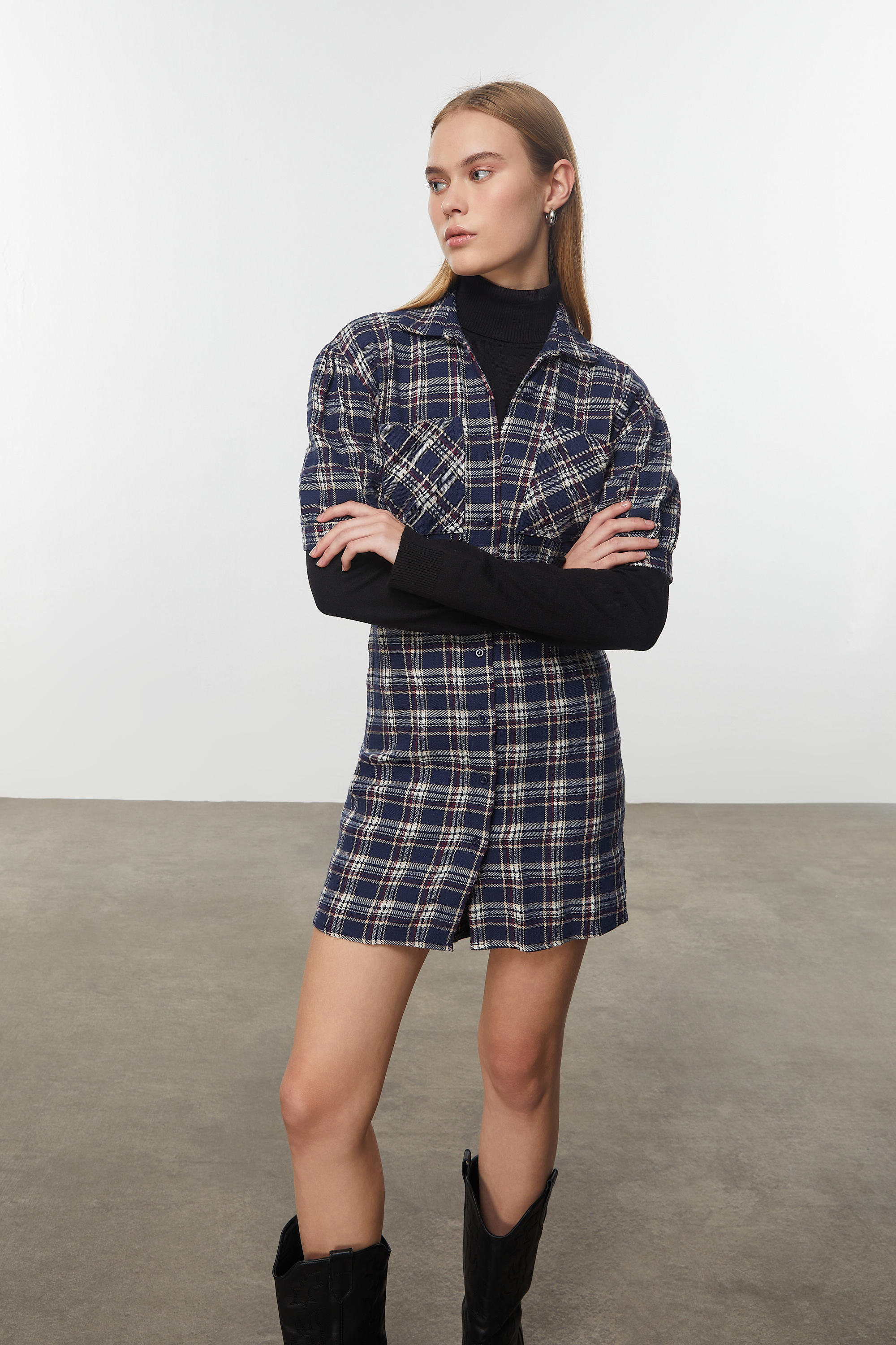 EKOSELİ MİNİ GÖMLEK ELBİSE