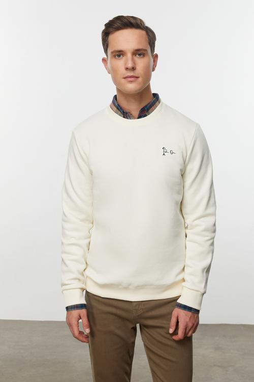  NAKIŞ DETAYLI BİSİKLET YAKA SWEATSHIRT