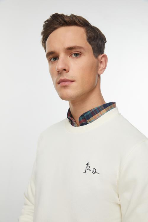  NAKIŞ DETAYLI BİSİKLET YAKA SWEATSHIRT