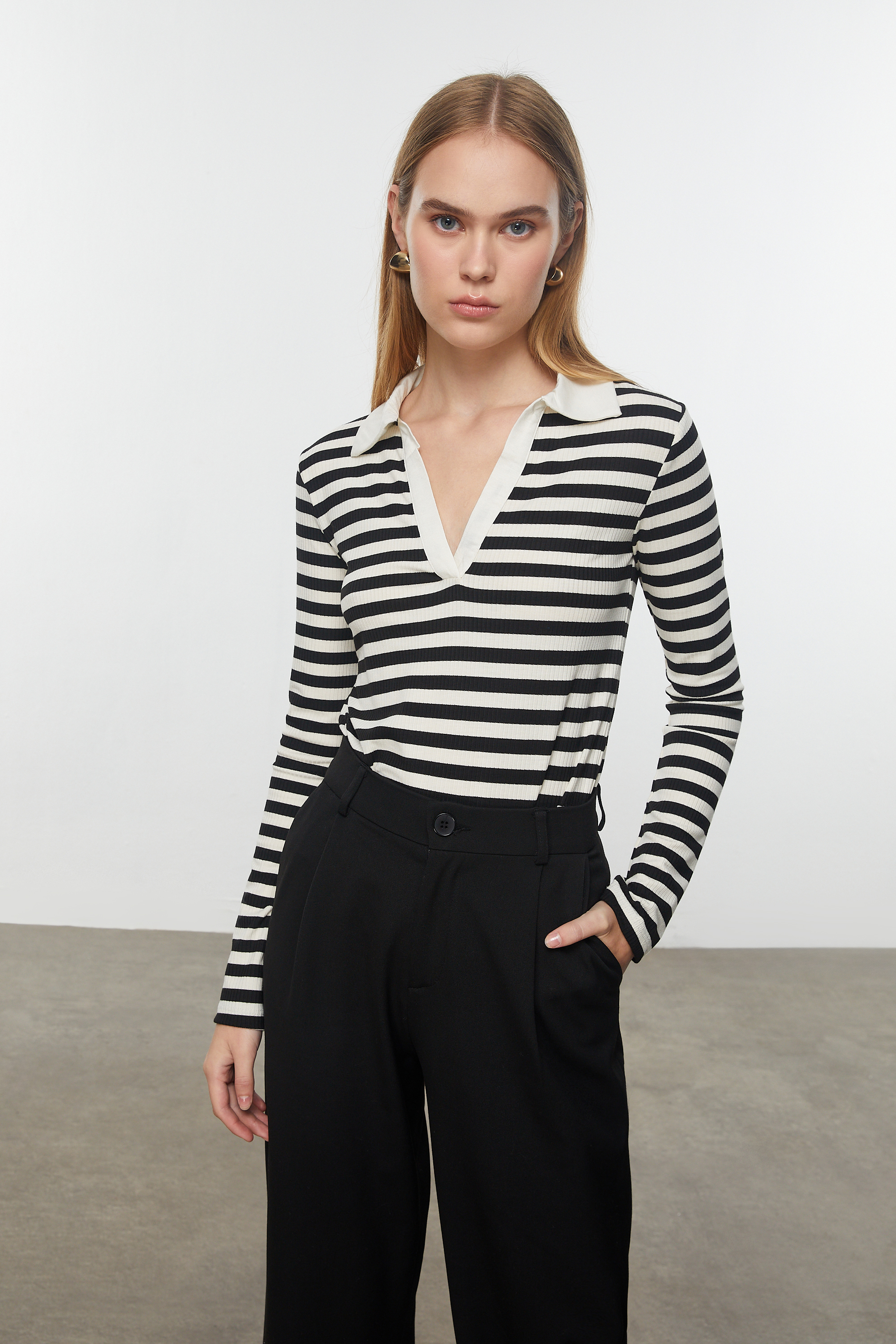 ÇİZGİLİ UZUN KOLLU BLUZ