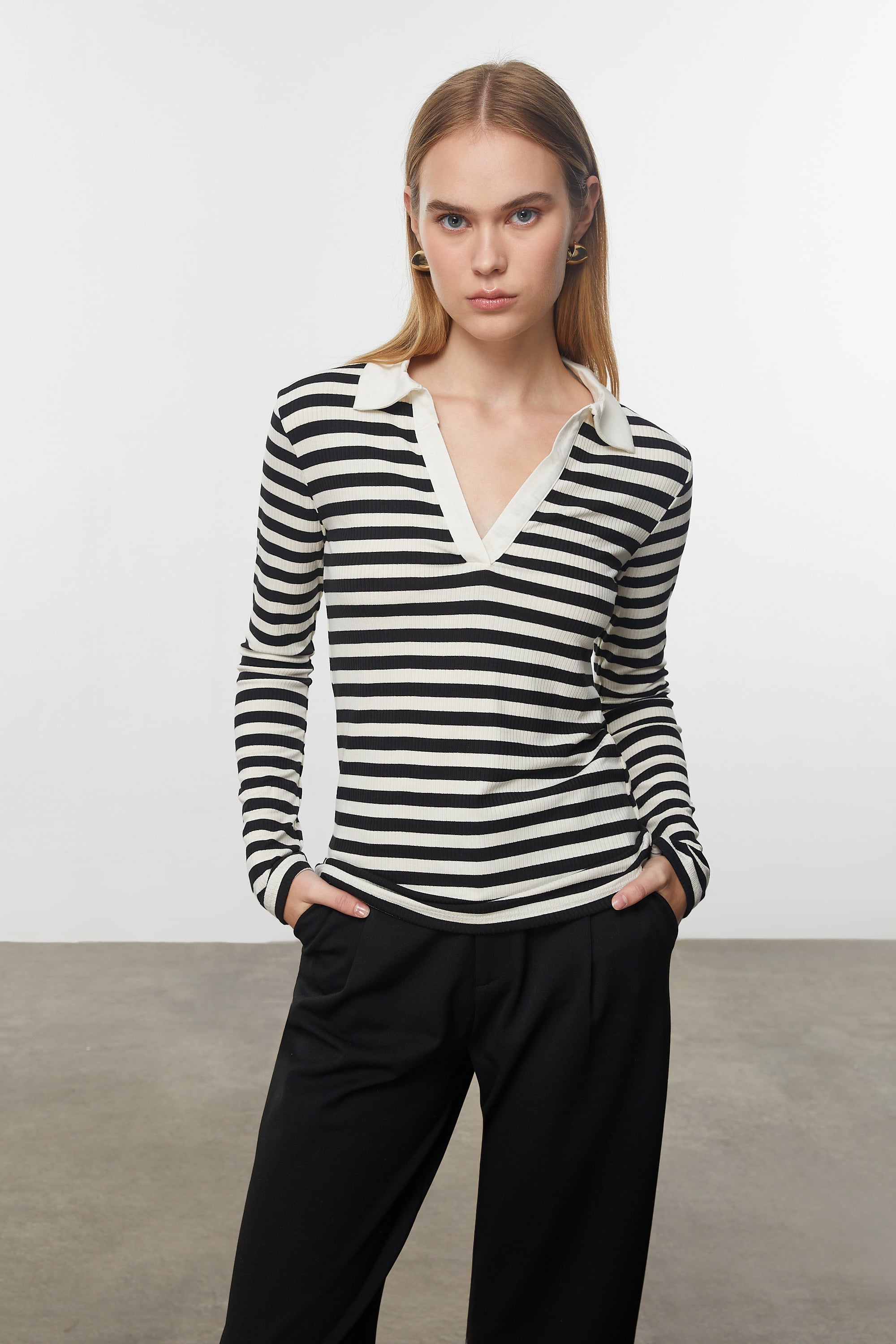 ÇİZGİLİ UZUN KOLLU BLUZ