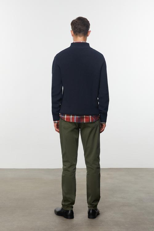  YARIM FERMUARLI DİK YAKA TRİKO KAZAK