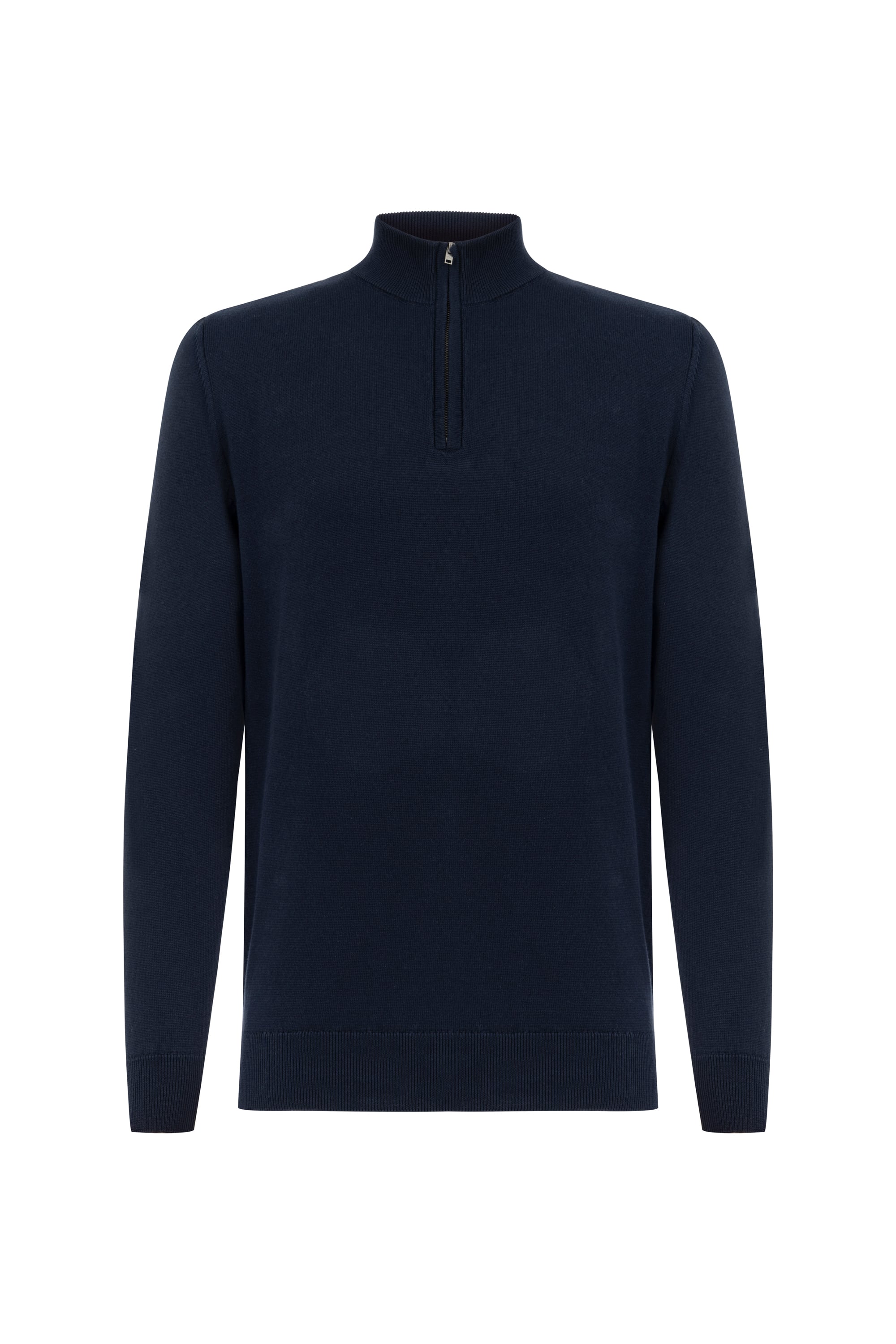 DİK YAKA YARIM FERMUARLI KAZAK