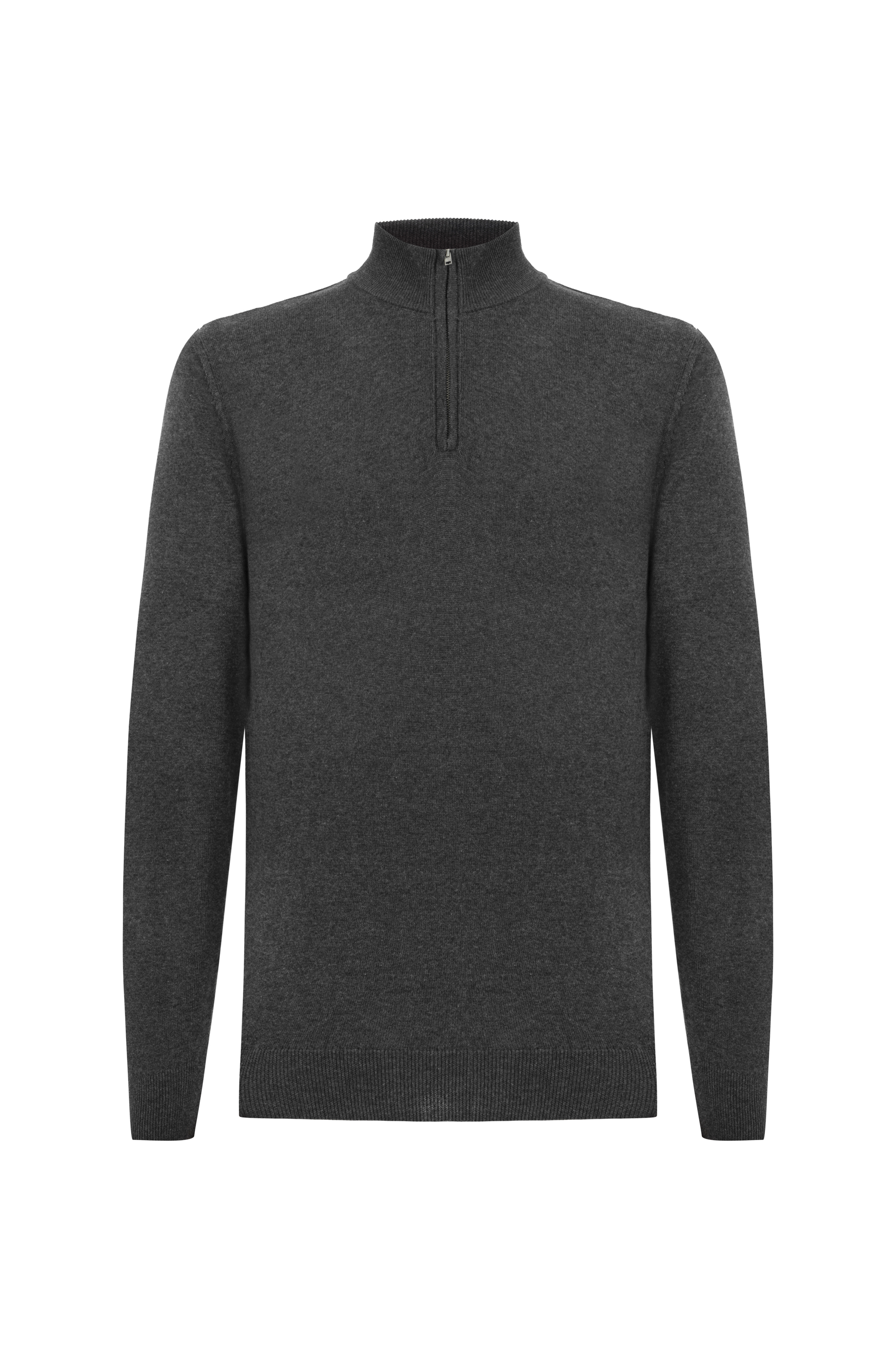 DİK YAKA YARIM FERMUARLI KAZAK