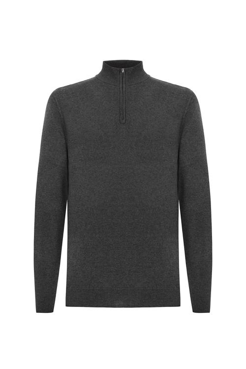  DİK YAKA YARIM FERMUARLI KAZAK