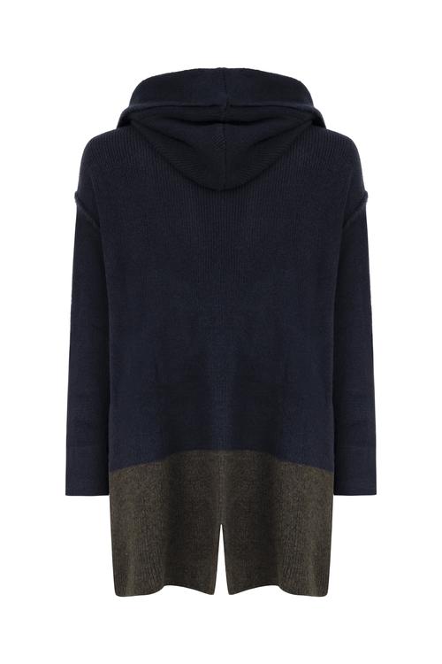  RENK BLOKLU KAPÜŞONLU TRİKO HIRKA