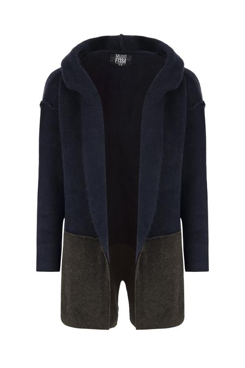  RENK BLOKLU KAPÜŞONLU TRİKO HIRKA