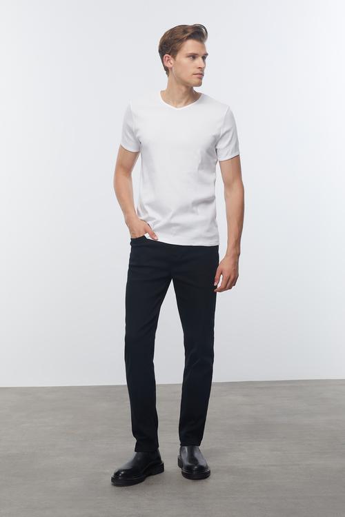  V YAKA KISA KOLLU T-SHIRT