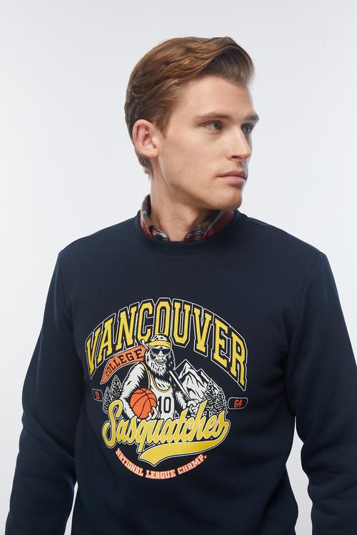  BASKILI BİSİKLET YAKA SWEATSHIRT